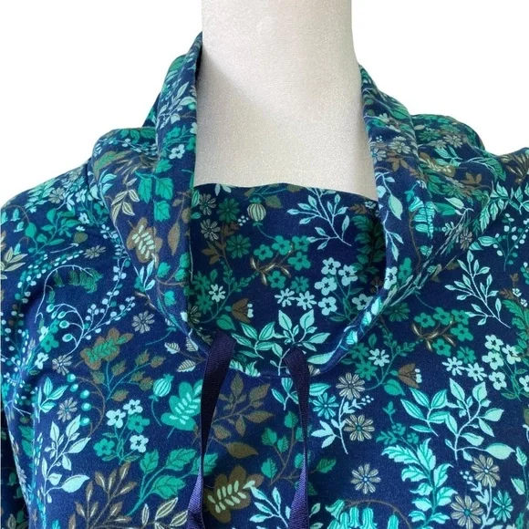 Talbots Blue/Green Flora‎ lFunnel Neck Pullover/Jogger/Loungewear (Size S/XS) - Picture 2 of 12